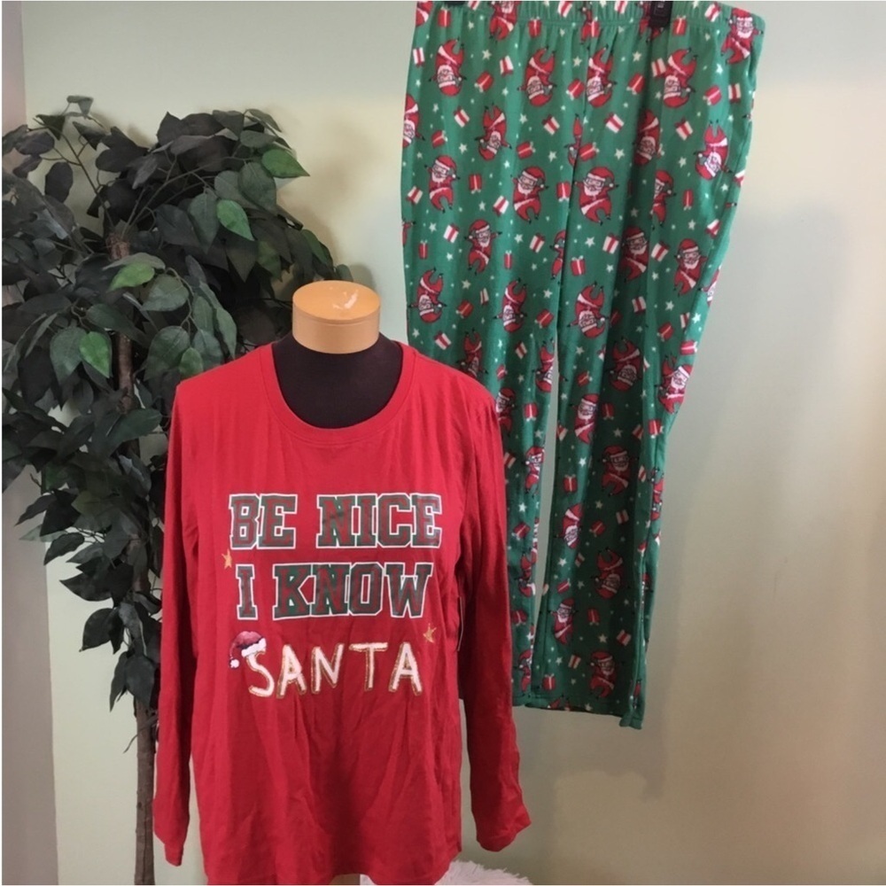 Jammies for Families “Be Nice I Know Santa” pajamas Womans XL